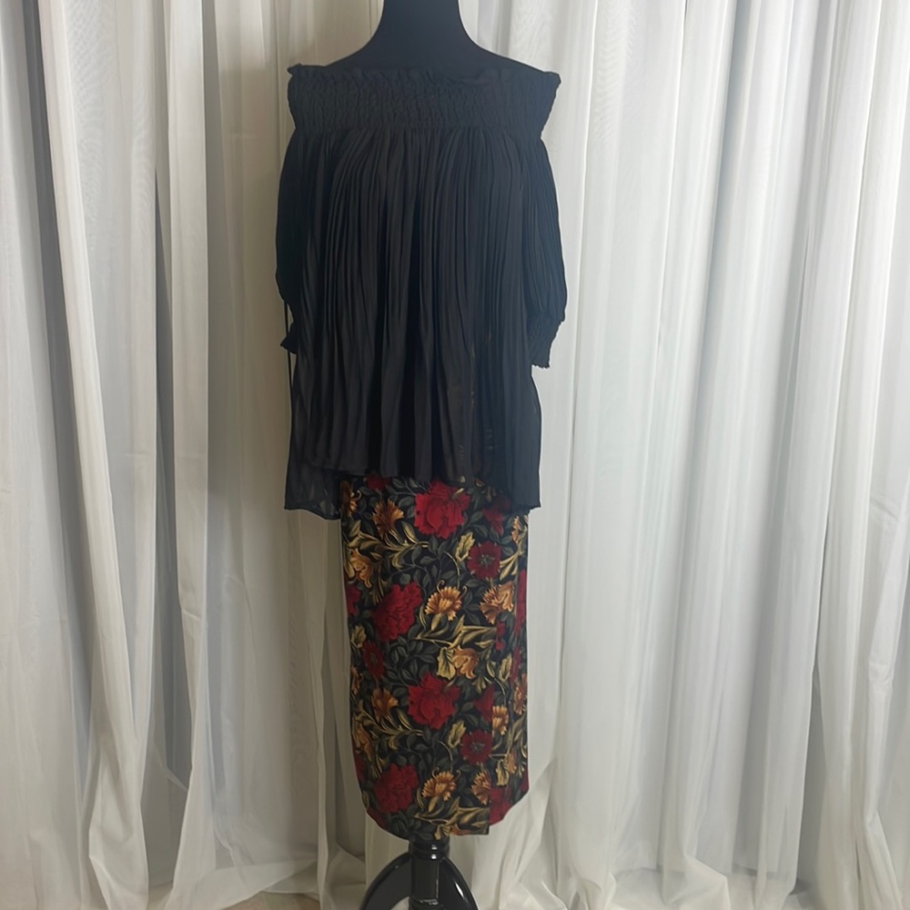 Red/Black/Yellow STUDIO C Wrap Skirt